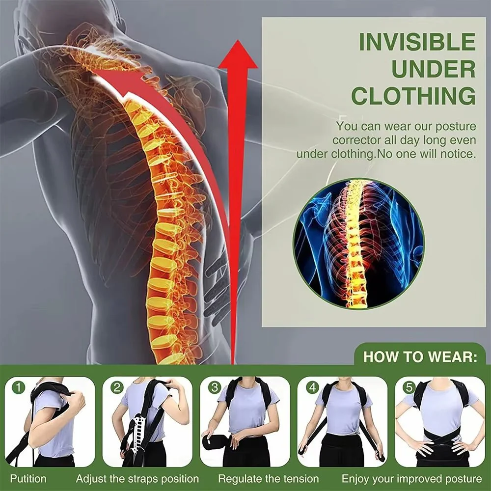 Women’s Firm Back Support Brace | Adjustable for Posture & Shoulder Support - Image 7