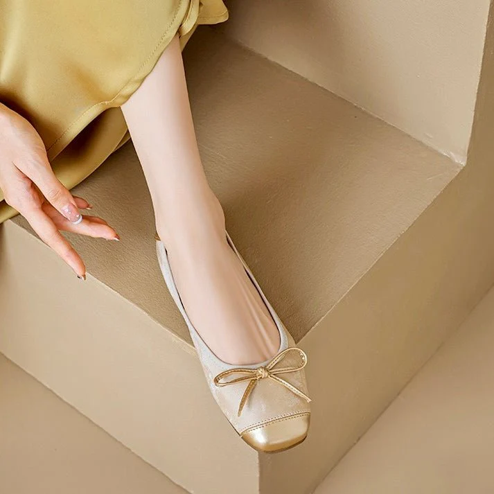 Women's Square Toe Ballet Flats with Arch Support | Chic Bow Style Shoes - Image 6