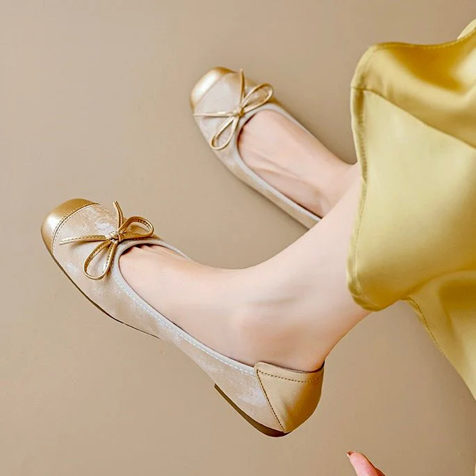 Women's Square Toe Ballet Flats with Arch Support | Chic Bow Style Shoes - Image 7