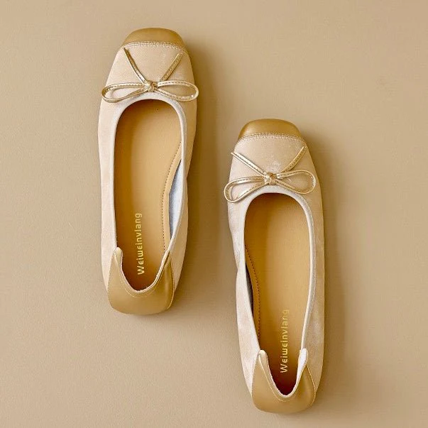 Women's Square Toe Ballet Flats with Arch Support | Chic Bow Style Shoes - Image 8