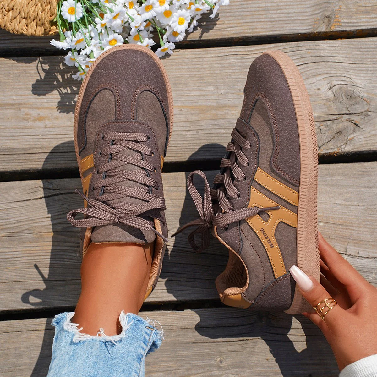 Women's Retro Suede Trainers with Arch Support | Casual Walking Shoes - Image 5