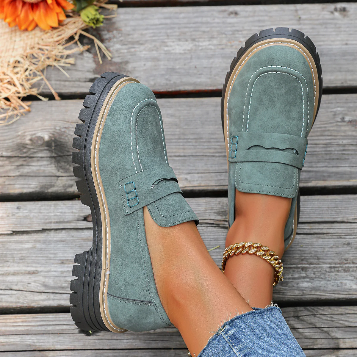 Women's Platform Loafers | Chunky Sole Comfort with Arch Support - Image 12