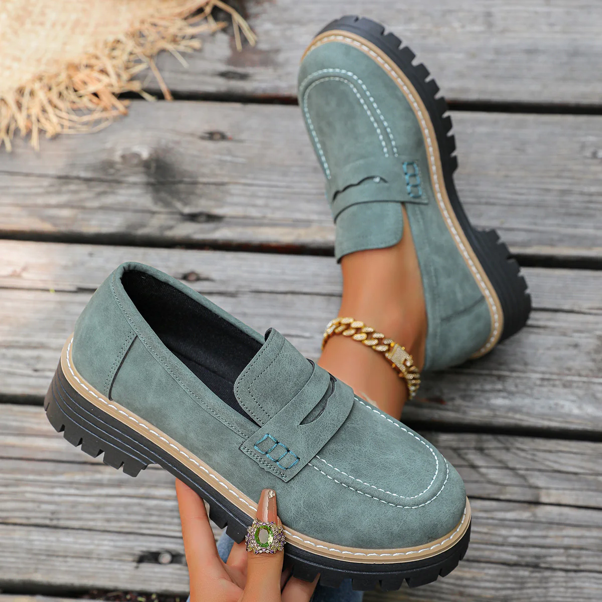 Women's Platform Loafers | Chunky Sole Comfort with Arch Support - Image 13