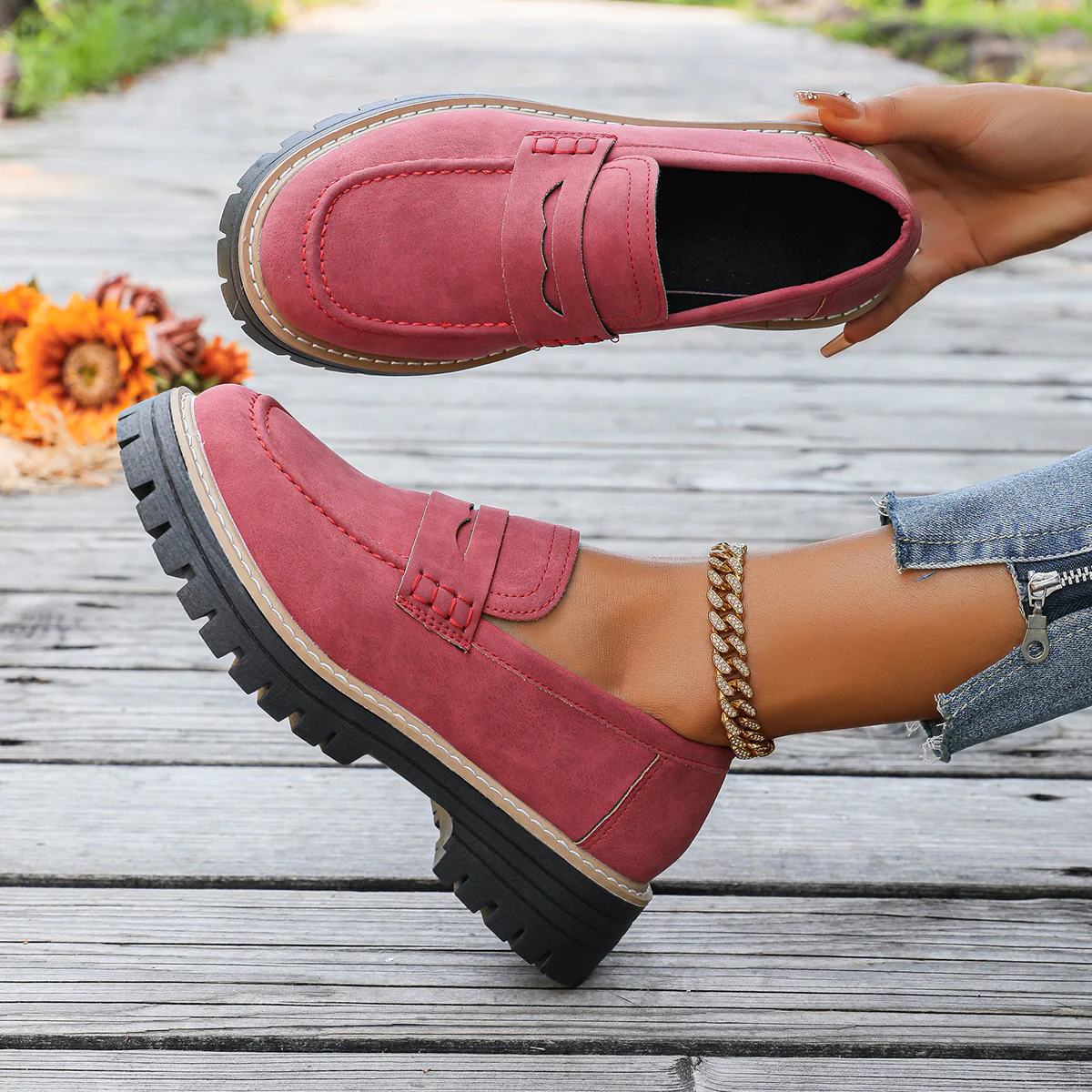 Women's Platform Loafers | Chunky Sole Comfort with Arch Support - Image 21