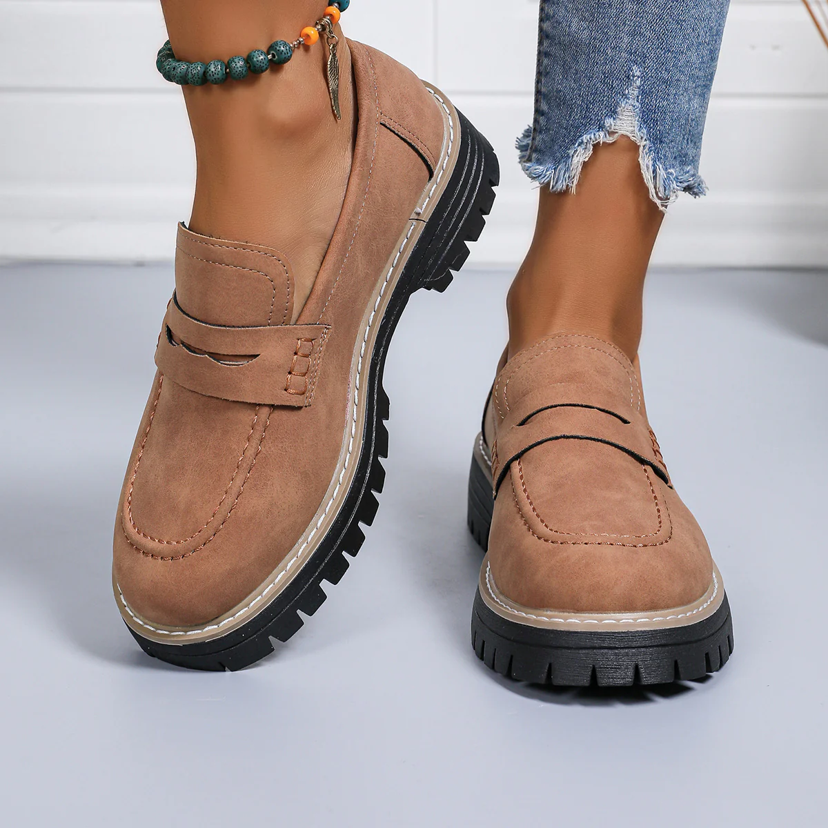 Women's Platform Loafers | Chunky Sole Comfort with Arch Support - Image 9