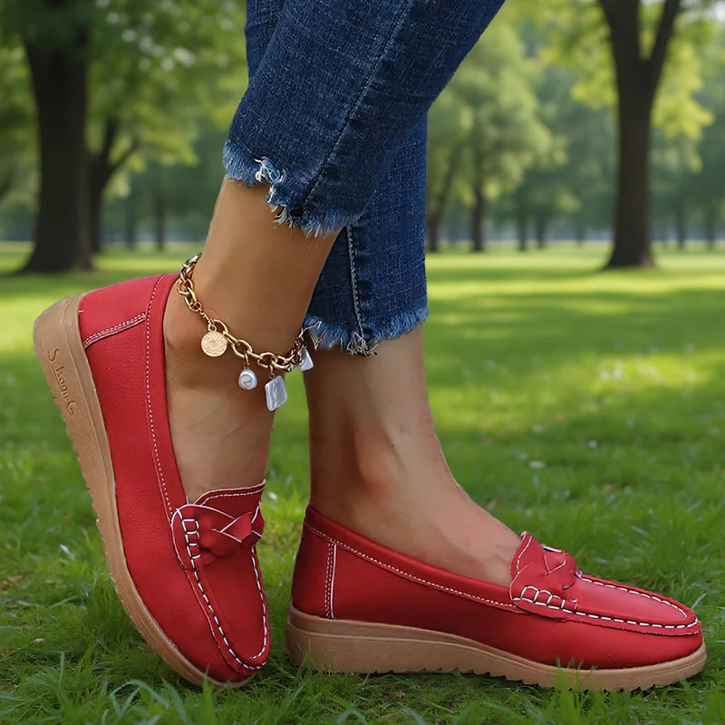 Womens Orthopedic Wide Fit Slip-Ons | Soft Leather Comfort Loafers - Image 10