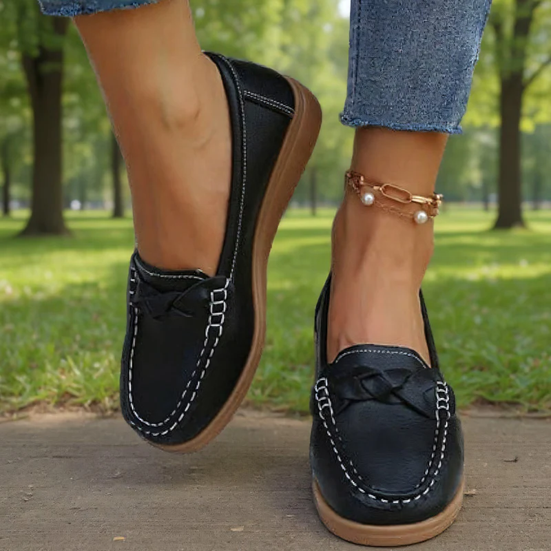Womens Orthopedic Wide Fit Slip-Ons | Soft Leather Comfort Loafers - Image 11