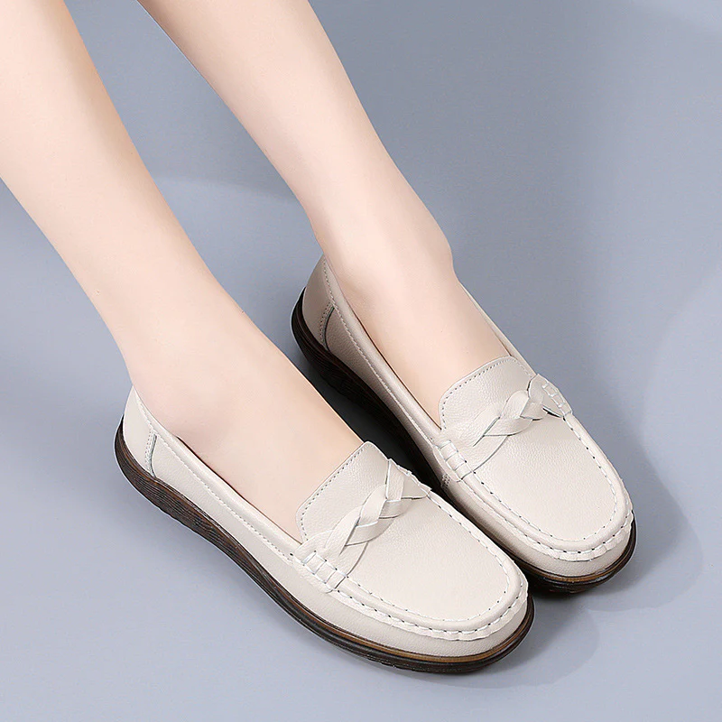 Womens Orthopedic Wide Fit Slip-Ons | Soft Leather Comfort Loafers - Image 12