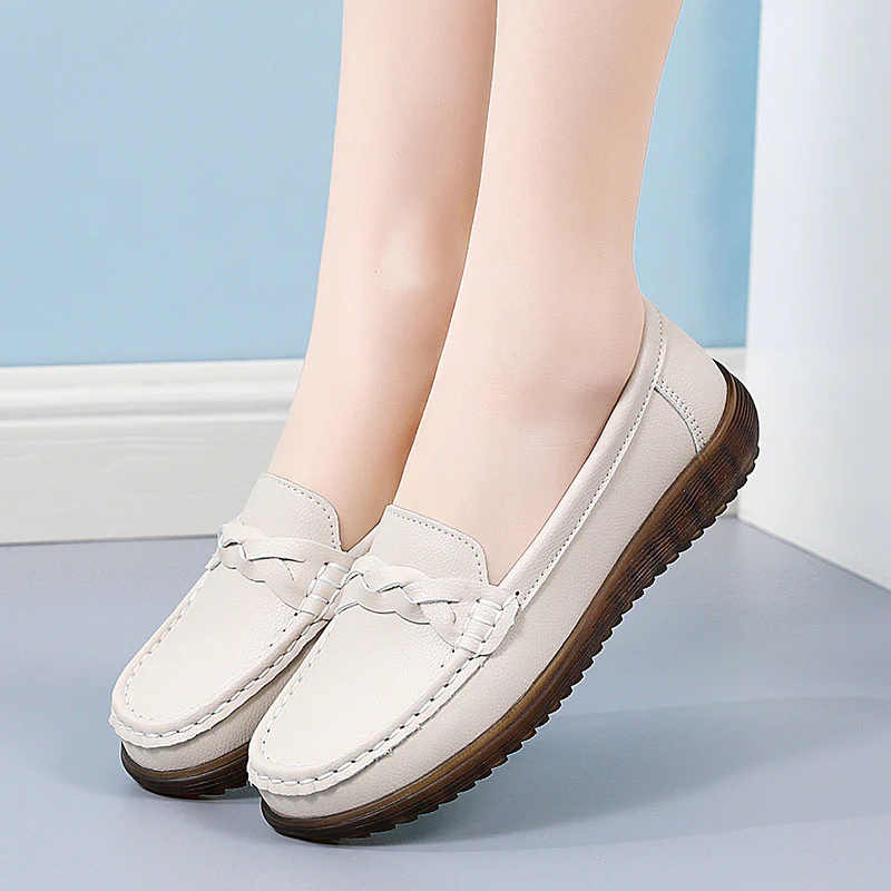 Womens Orthopedic Wide Fit Slip-Ons | Soft Leather Comfort Loafers - Image 13