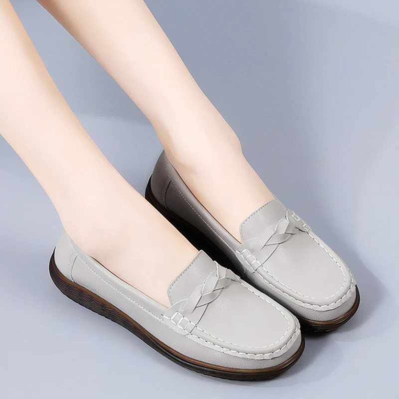 Womens Orthopedic Wide Fit Slip-Ons | Soft Leather Comfort Loafers - Image 14