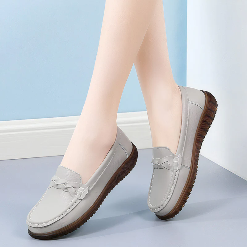 Womens Orthopedic Wide Fit Slip-Ons | Soft Leather Comfort Loafers - Image 15