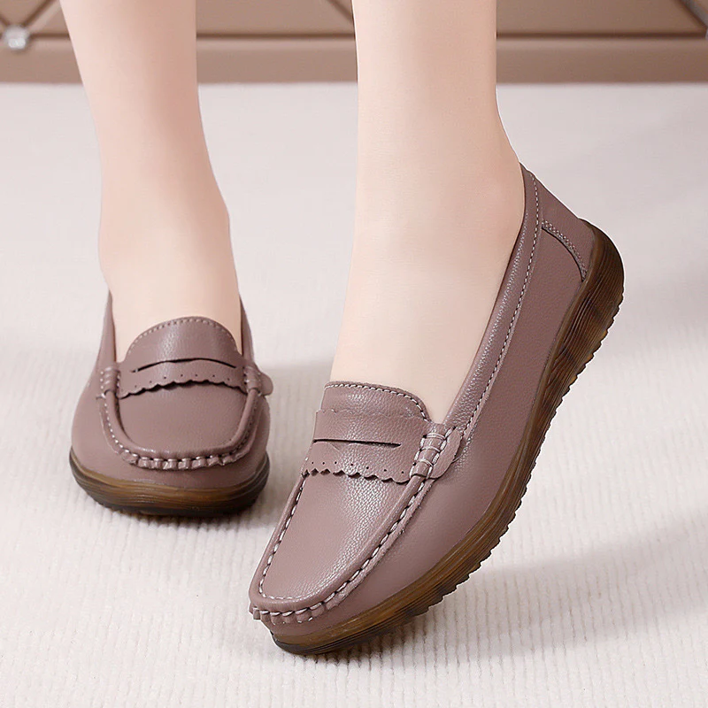 Womens Orthopedic Wide Fit Slip-Ons | Soft Leather Comfort Loafers - Image 16