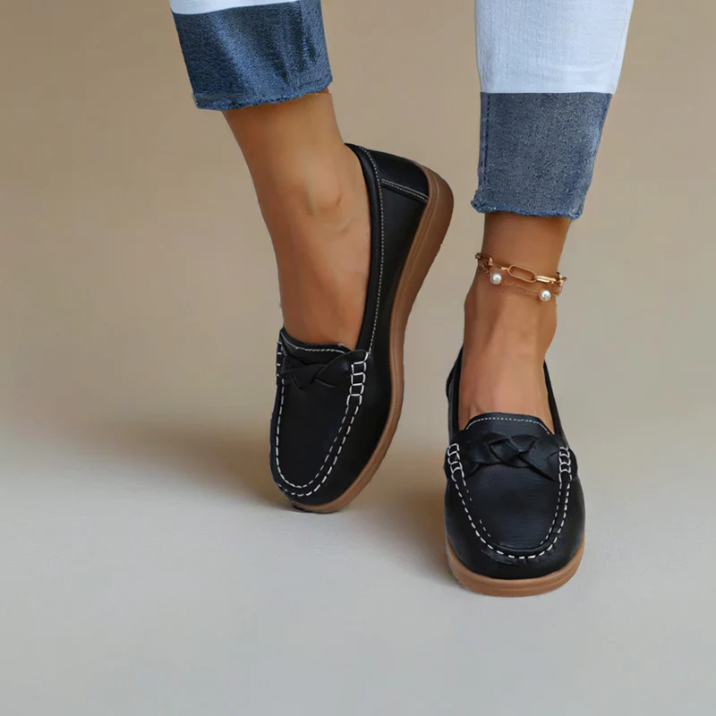 Womens Orthopedic Wide Fit Slip-Ons | Soft Leather Comfort Loafers - Image 3