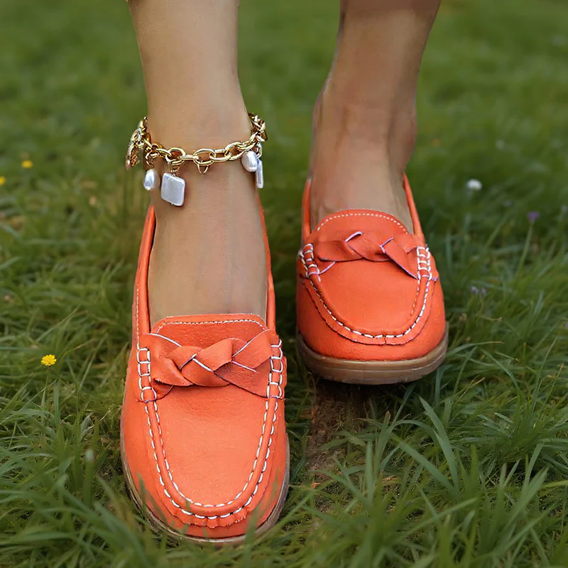 Womens Orthopedic Wide Fit Slip-Ons | Soft Leather Comfort Loafers - Image 4