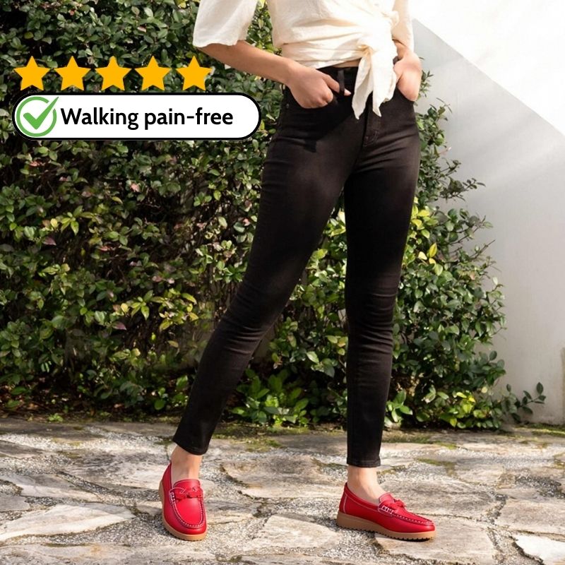 Womens Orthopedic Wide Fit Slip-Ons | Soft Leather Comfort Loafers - Image 5