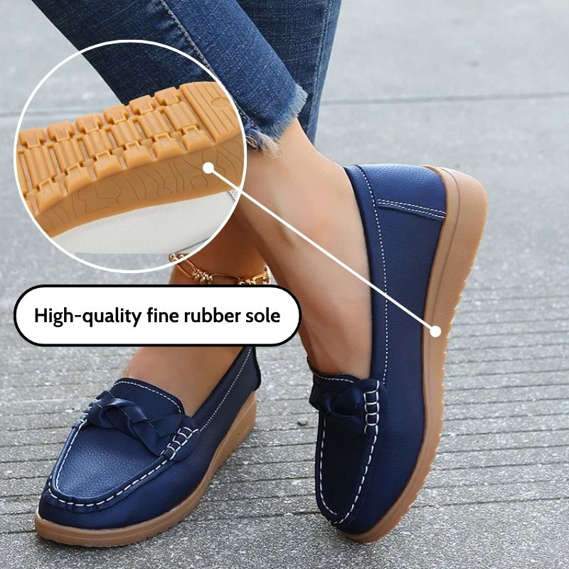 Womens Orthopedic Wide Fit Slip-Ons | Soft Leather Comfort Loafers - Image 7