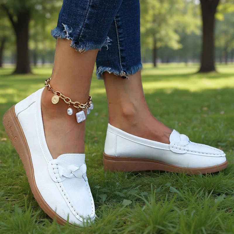 Womens Orthopedic Wide Fit Slip-Ons | Soft Leather Comfort Loafers - Image 8
