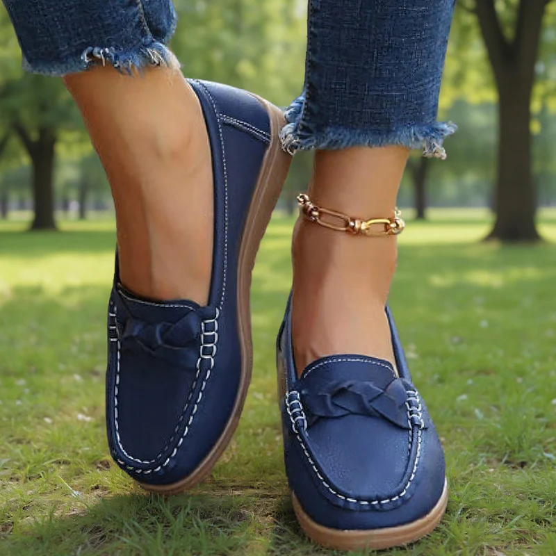 Womens Orthopedic Wide Fit Slip-Ons | Soft Leather Comfort Loafers - Image 9