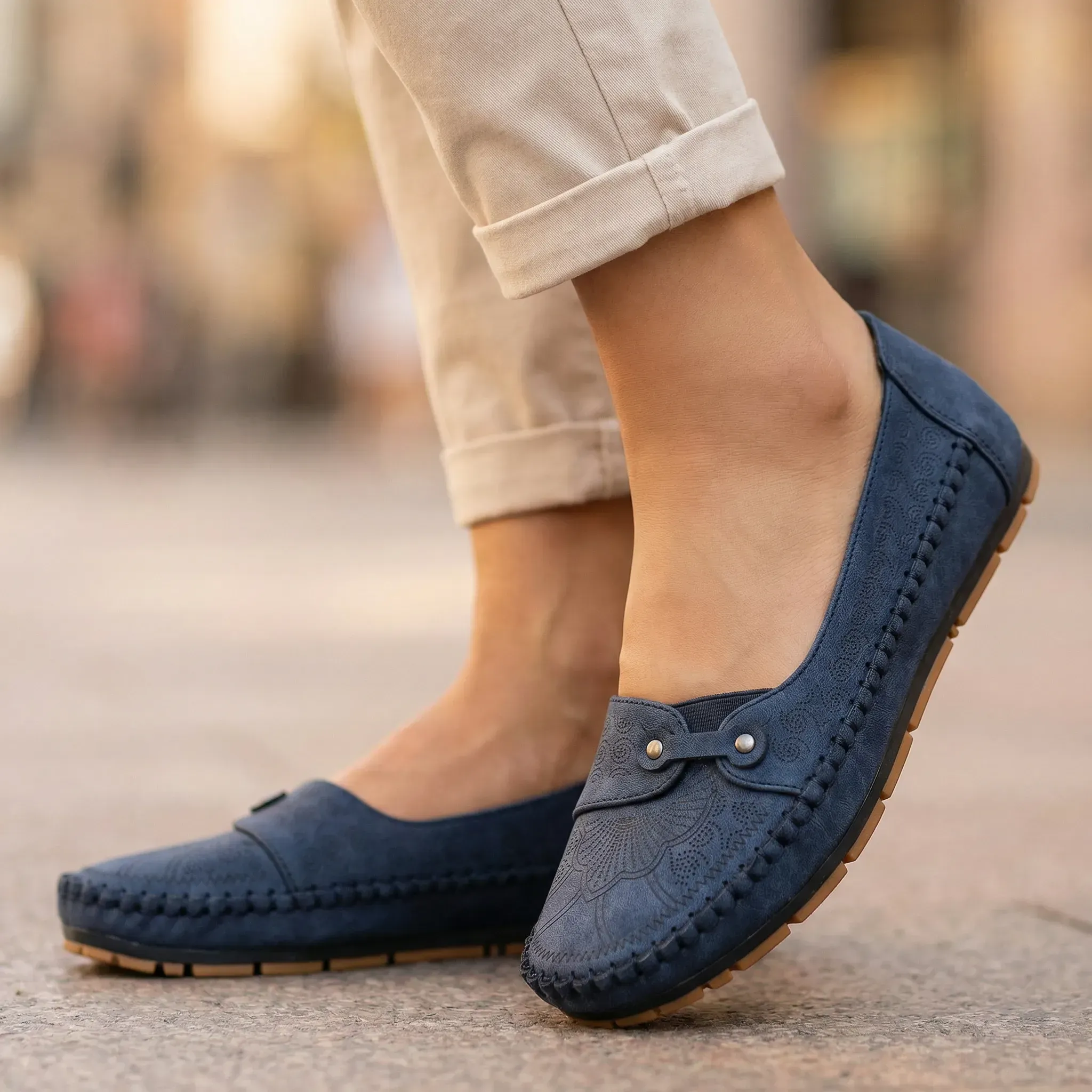 Women’s Suede Loafers – Extra Wide Fit Slip-On with Arch Support for Casual Walking - Image 10