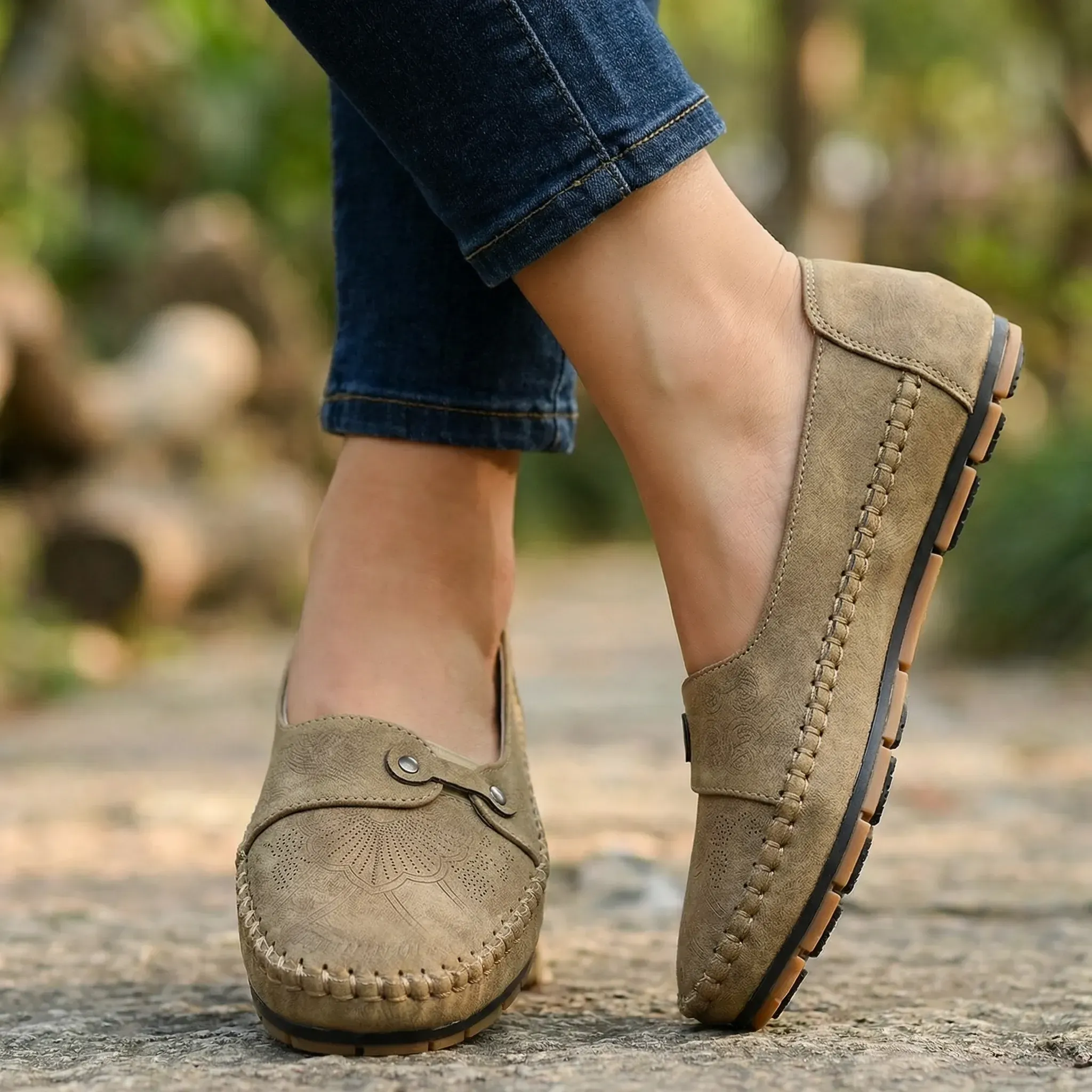 Women’s Suede Loafers – Extra Wide Fit Slip-On with Arch Support for Casual Walking - Image 11