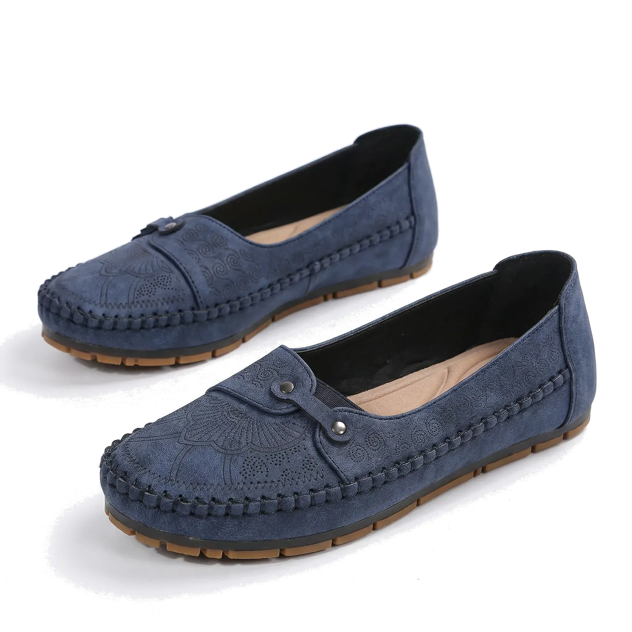 Women’s Suede Loafers – Extra Wide Fit Slip-On with Arch Support for Casual Walking - Image 3