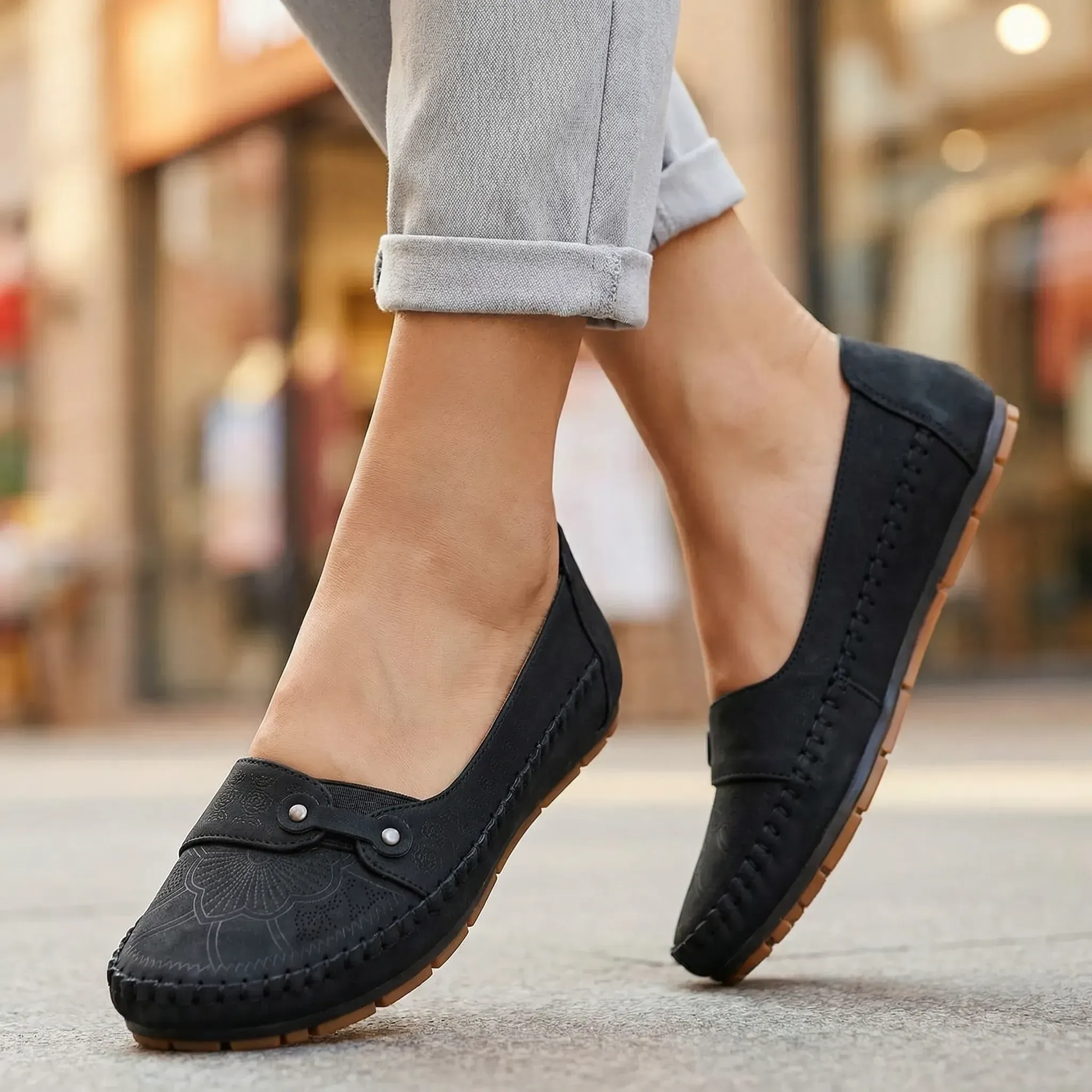 Women’s Suede Loafers – Extra Wide Fit Slip-On with Arch Support for Casual Walking - Image 9
